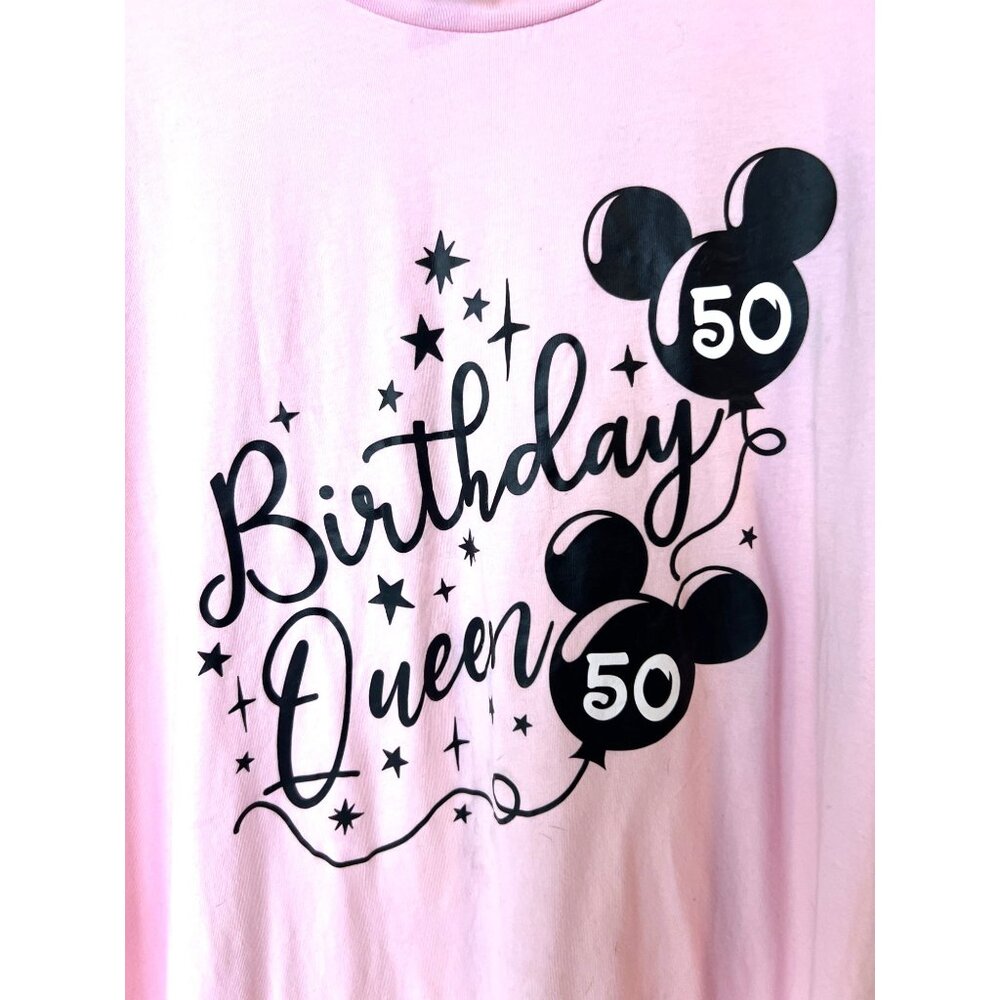 Disney Disneyland 50th Birthday Queen Pink T-shirt 3X Mickey Balloons Celebrate - Picture 3 of 5